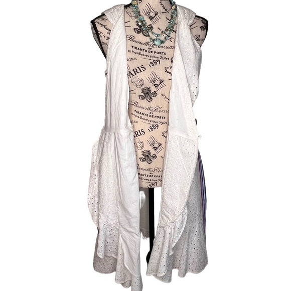 Tommy Hilfiger White Eyelet Lace Sleeveless V Neck Wrap Dress Pockets Size M NWT - Picture 5 of 16